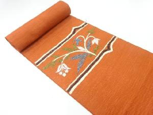 アンティーク　横段に草花模様織出し名古屋帯地反物